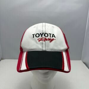 NWT NASCAR Toyota Racing Hat White Red Black Hook n Loop Strap